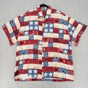 High Seas Shirt Mens 2XL Multicolor Flag Cotton Button Up Short Sleeve Patriotic